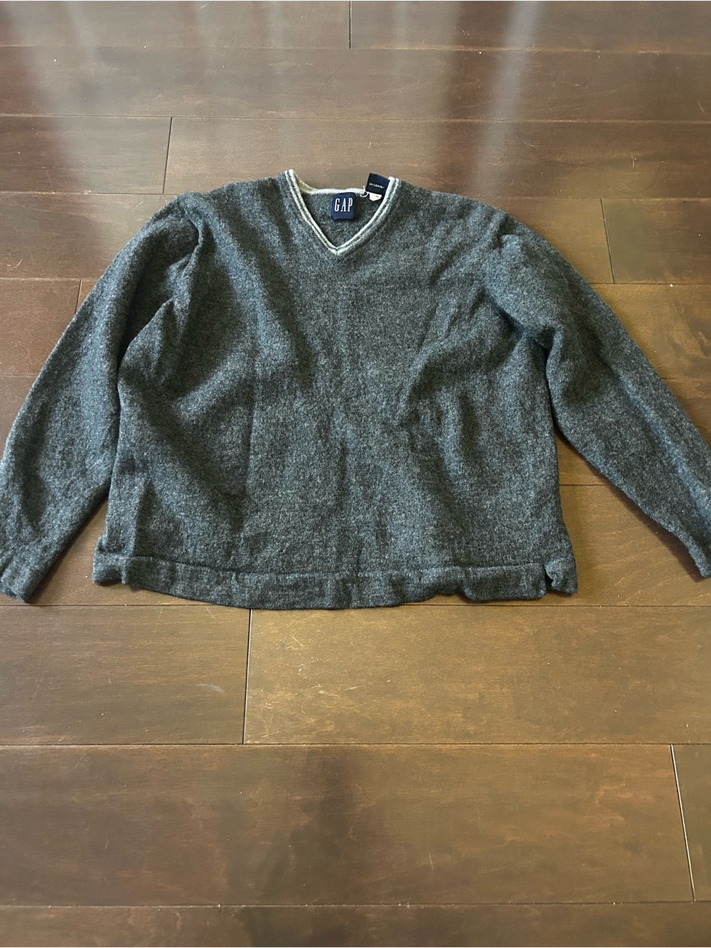 GAP Boy’s 100% Merino Wool Dark Charcoal V-Neck Sweater